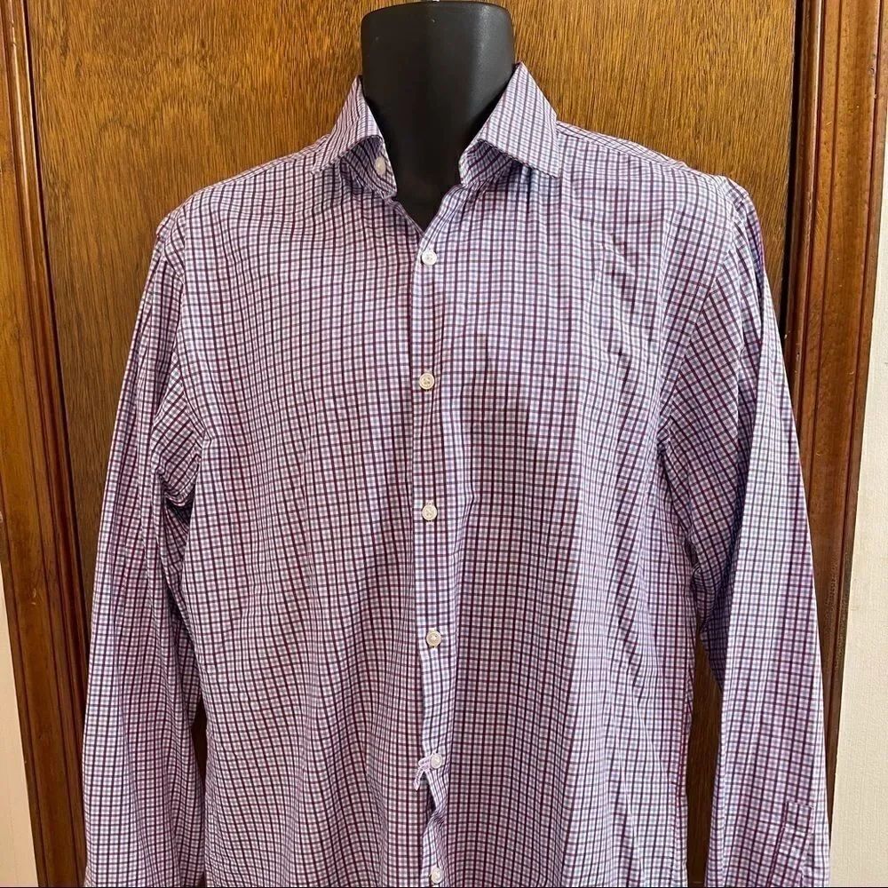 Hugo Boss Sharp Fit Plaid Shirt Size 16 34/35